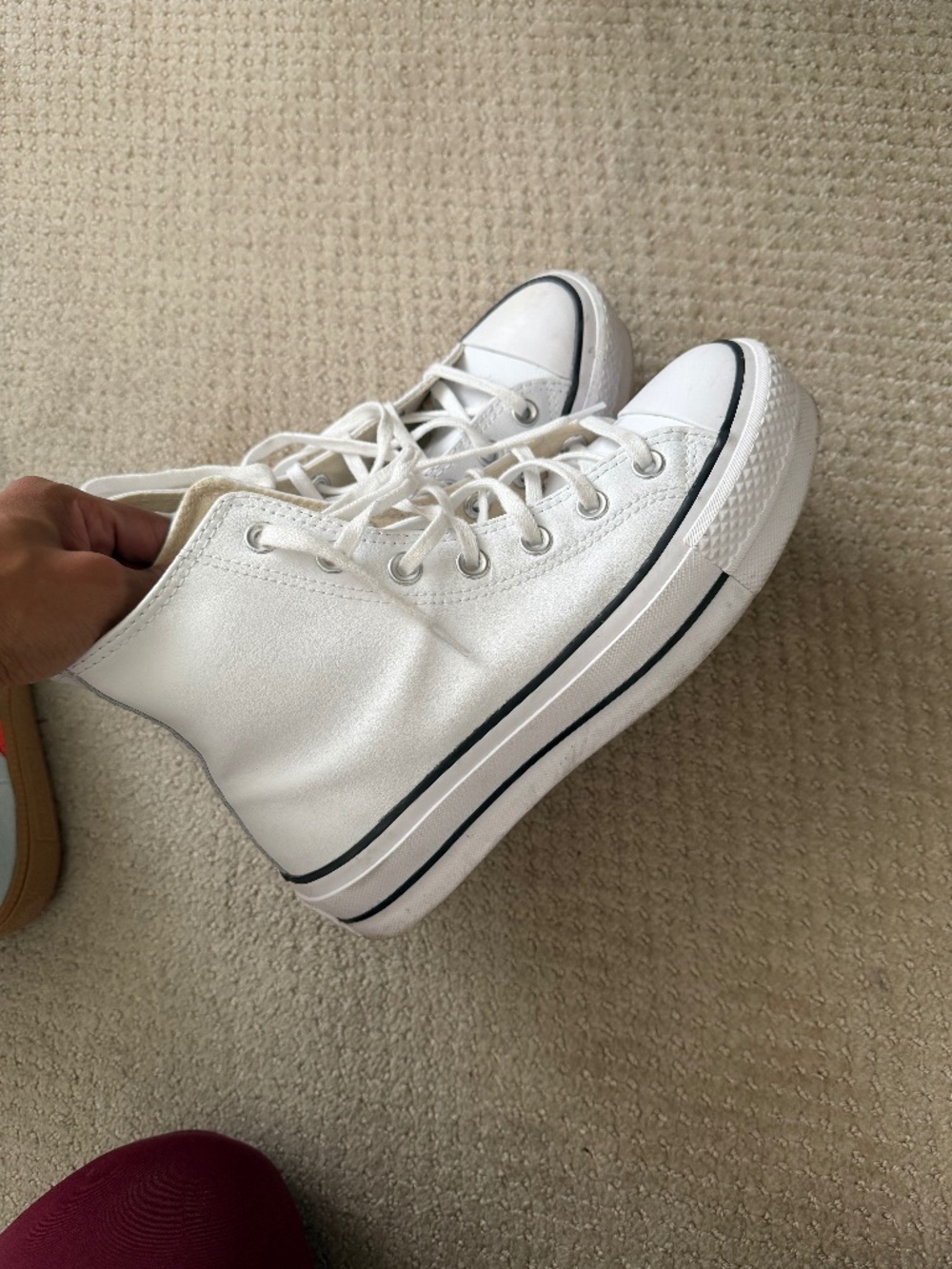 High Top Platform Converse - White Leather